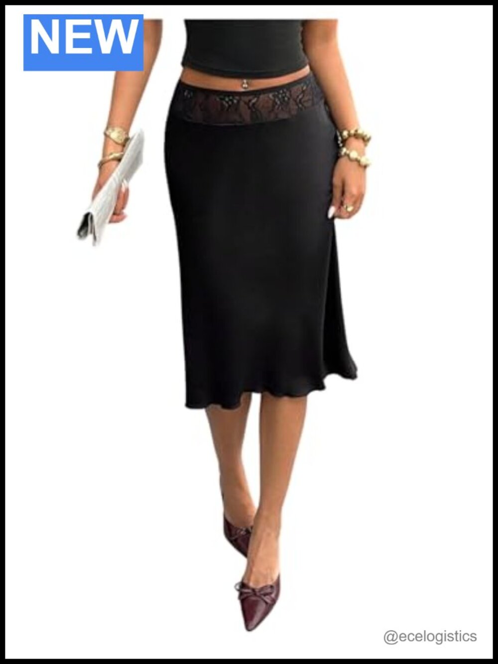 Verdusa Women's Lace Fishtail Midi Skirt, Bodycon, Office Wear, Summer Fashion